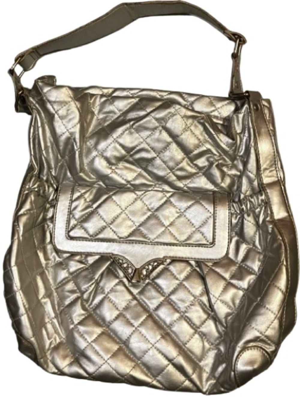 Quilted Metallic Silver Shoulder Bag